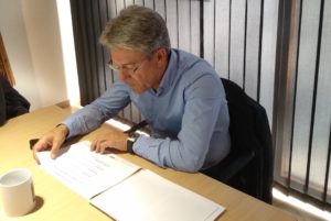 Jordi Senties preparant l'Assemblea ADIN 2018