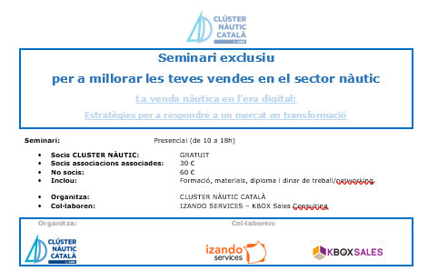 Seminaris “La Venda Nàutica a l’era digital” a Port Ginesta 4/3 i a Marina Badalona 6/3